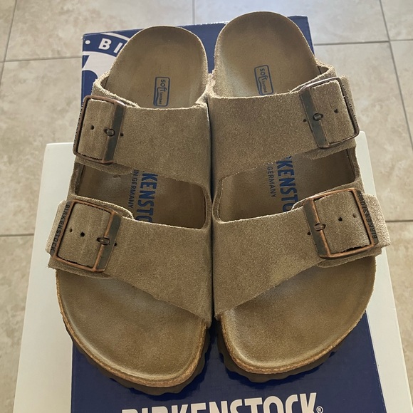 Birkenstock Arizona Taupe Suede Sandals - Picture 3 of 5